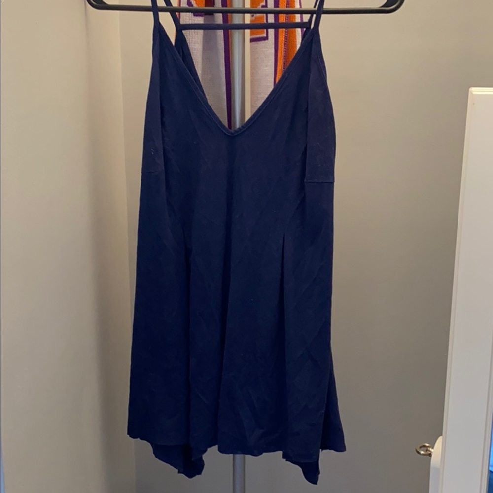 Blue suede tank top